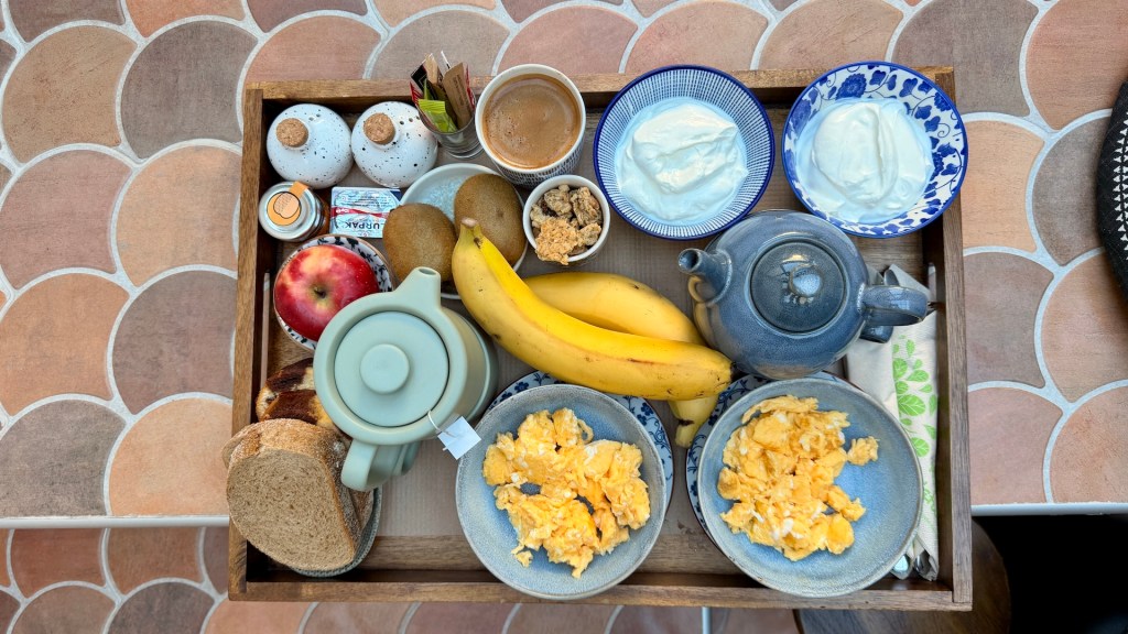 In-room breakfast served at Monsieur Didot, Athens